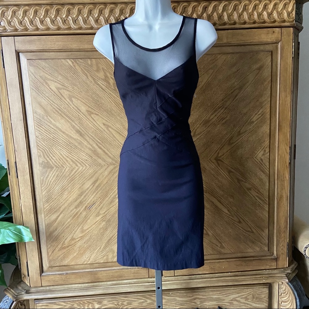 B.Smart Navy Sheer bodice mini bodycon dress